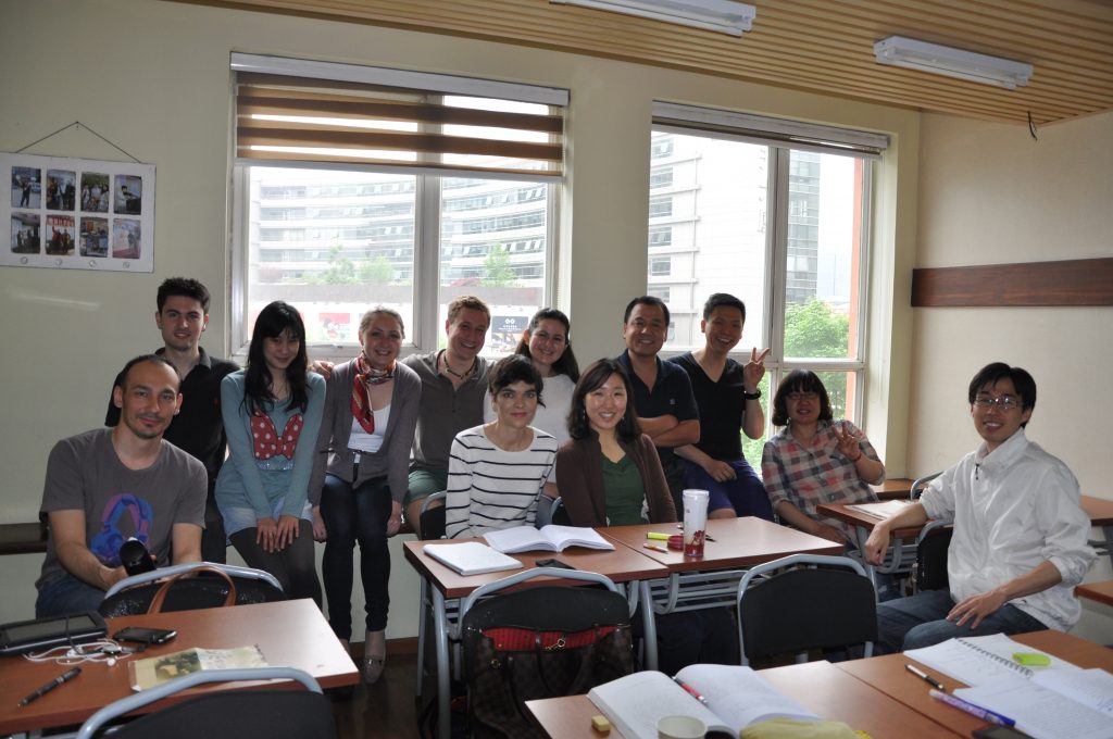 Foreign high school students taking Chinese HSK test in China
